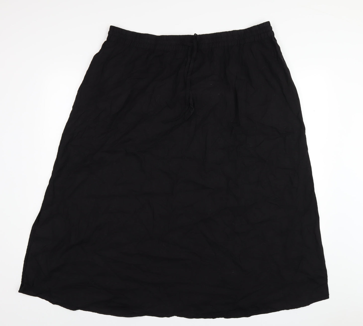 John Lewis Womens Black Linen A-Line Skirt Size 8