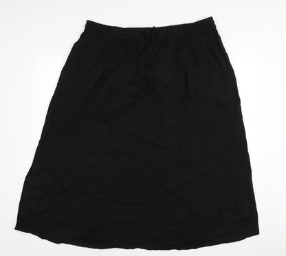 John Lewis Womens Black Linen A-Line Skirt Size 8