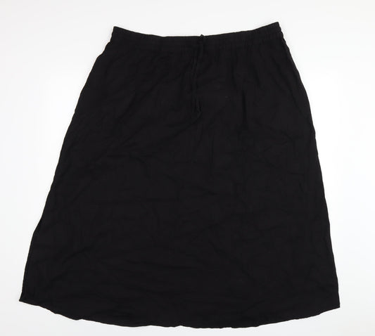 John Lewis Womens Black Linen A-Line Skirt Size 8