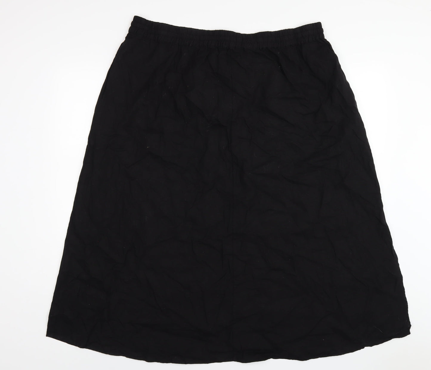 John Lewis Womens Black Linen A-Line Skirt Size 8