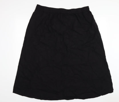 John Lewis Womens Black Linen A-Line Skirt Size 8