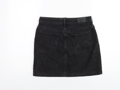 Jack Wills Womens Black Cotton A-Line Skirt Size 10 Zip