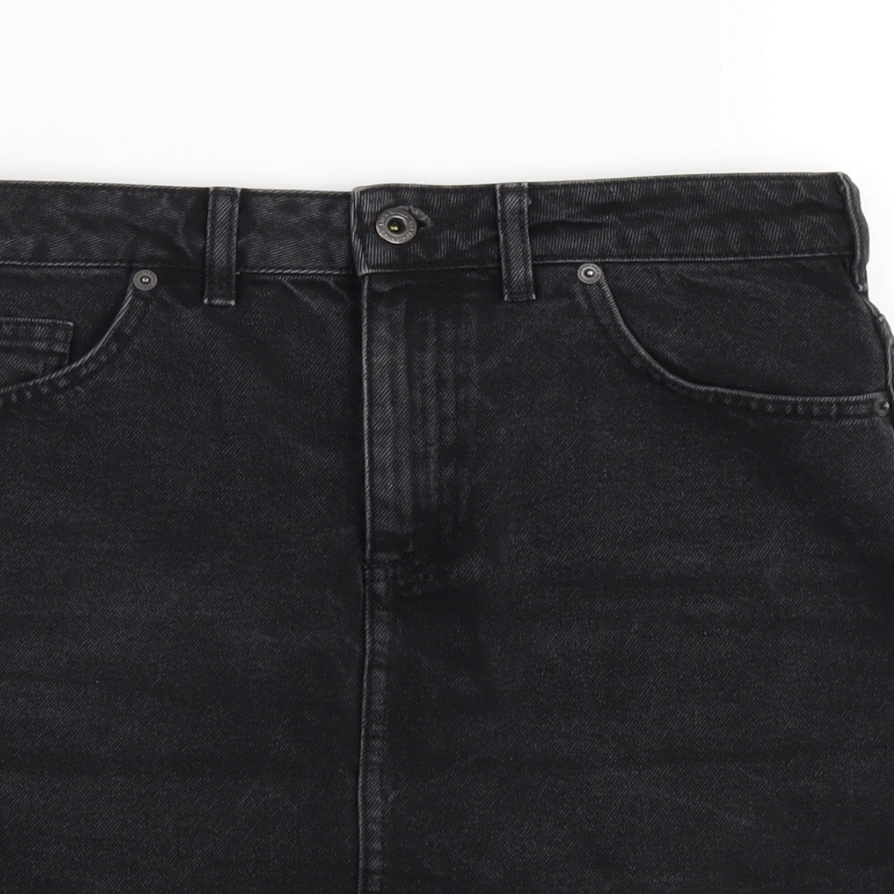Jack Wills Womens Black Cotton A-Line Skirt Size 10 Zip