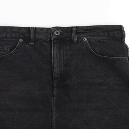 Jack Wills Womens Black Cotton A-Line Skirt Size 10 Zip