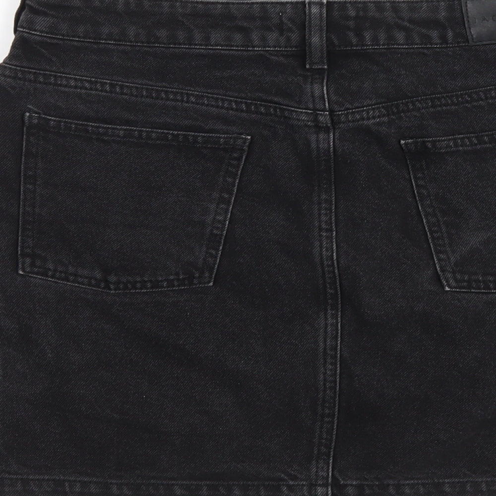Jack Wills Womens Black Cotton A-Line Skirt Size 10 Zip