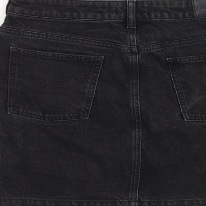 Jack Wills Womens Black Cotton A-Line Skirt Size 10 Zip