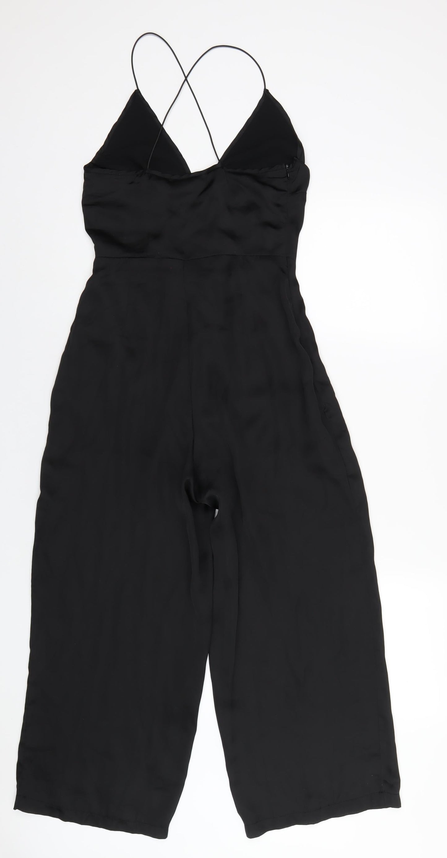 PRETTYLITTLETHING Womens Black Polyester Jumpsuit One-Piece Size 8 L24 in Zip