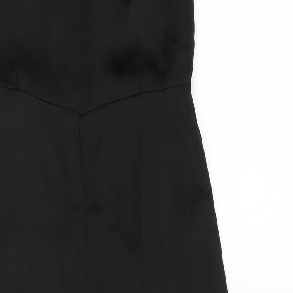 PRETTYLITTLETHING Womens Black Polyester Jumpsuit One-Piece Size 8 L24 in Zip