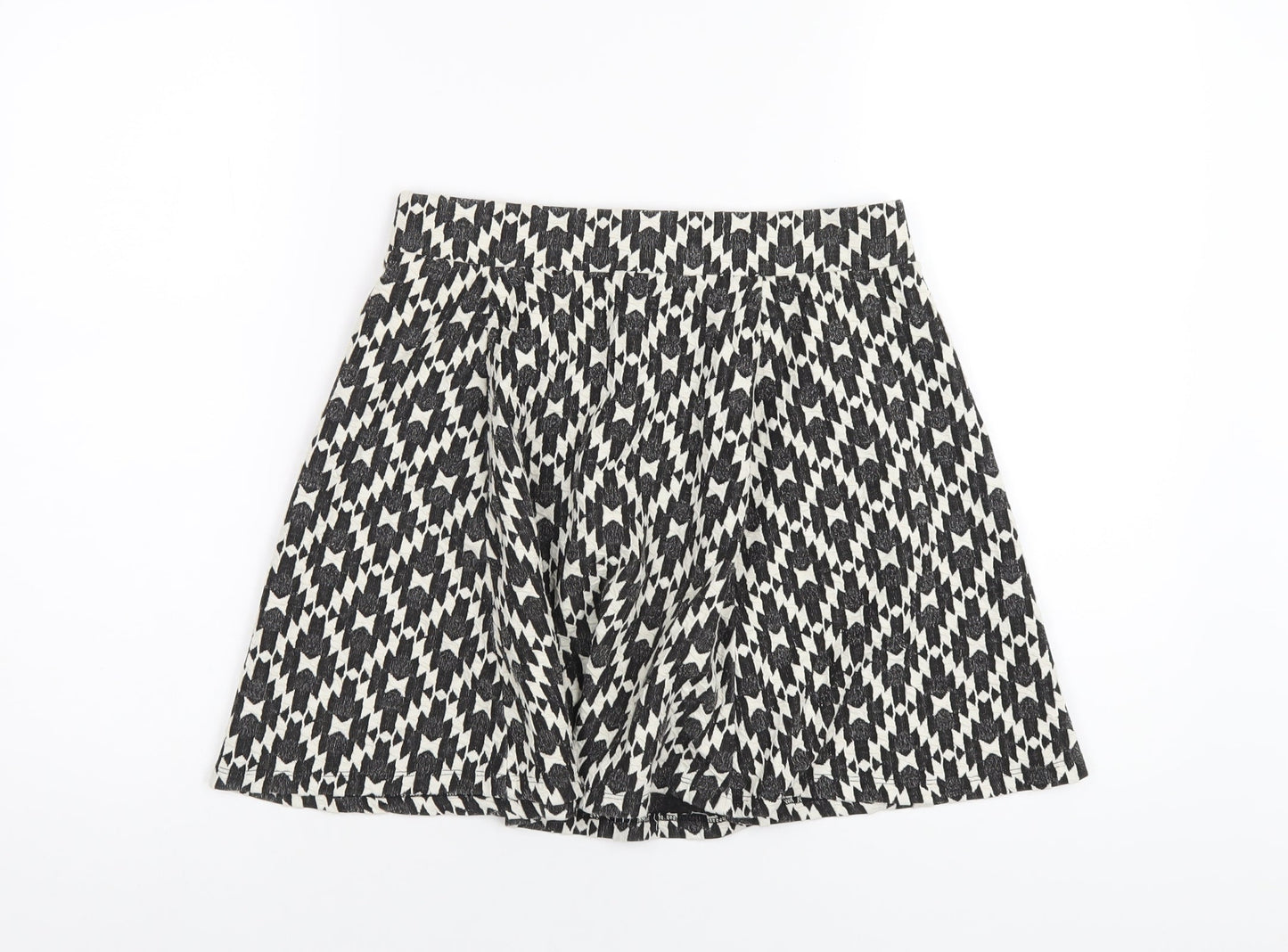 NEXT Womens Black Geometric Cotton A-Line Skirt Size 10