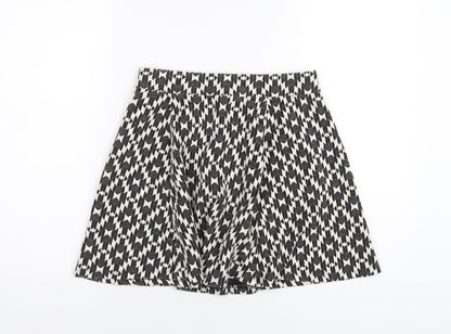 NEXT Womens Black Geometric Cotton A-Line Skirt Size 10