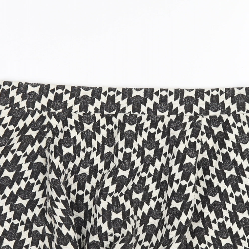 NEXT Womens Black Geometric Cotton A-Line Skirt Size 10