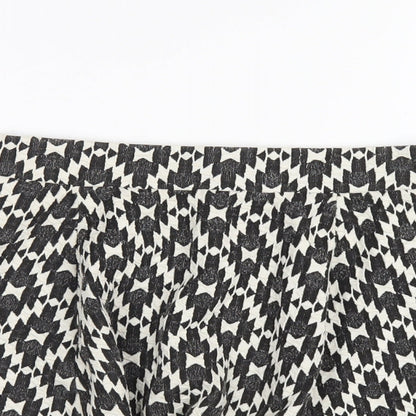 NEXT Womens Black Geometric Cotton A-Line Skirt Size 10