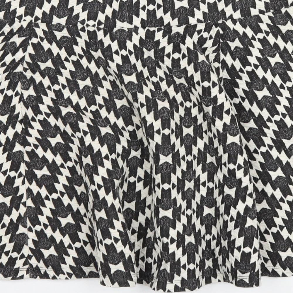 NEXT Womens Black Geometric Cotton A-Line Skirt Size 10