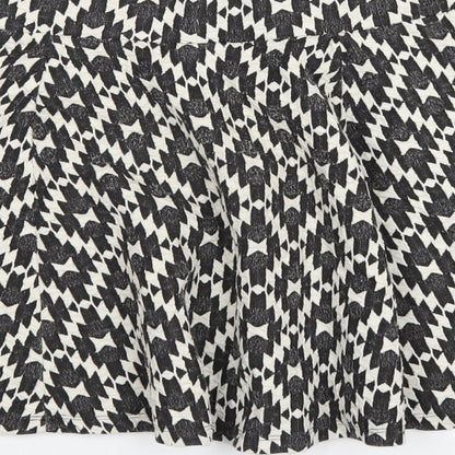 NEXT Womens Black Geometric Cotton A-Line Skirt Size 10