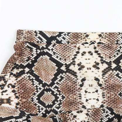 PRETTYLITTLETHING Womens Brown Animal Print Polyester Trumpet Skirt Size 10 - Snake Print