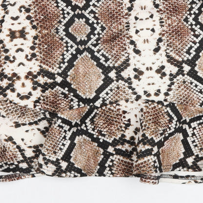 PRETTYLITTLETHING Womens Brown Animal Print Polyester Trumpet Skirt Size 10 - Snake Print