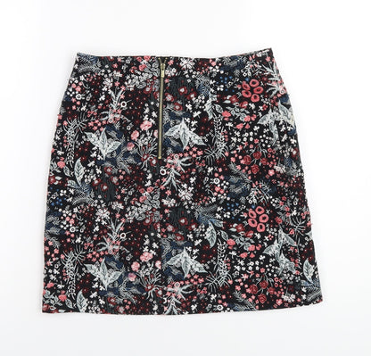 H&M Womens Multicoloured Geometric Polyester A-Line Skirt Size 8 Zip
