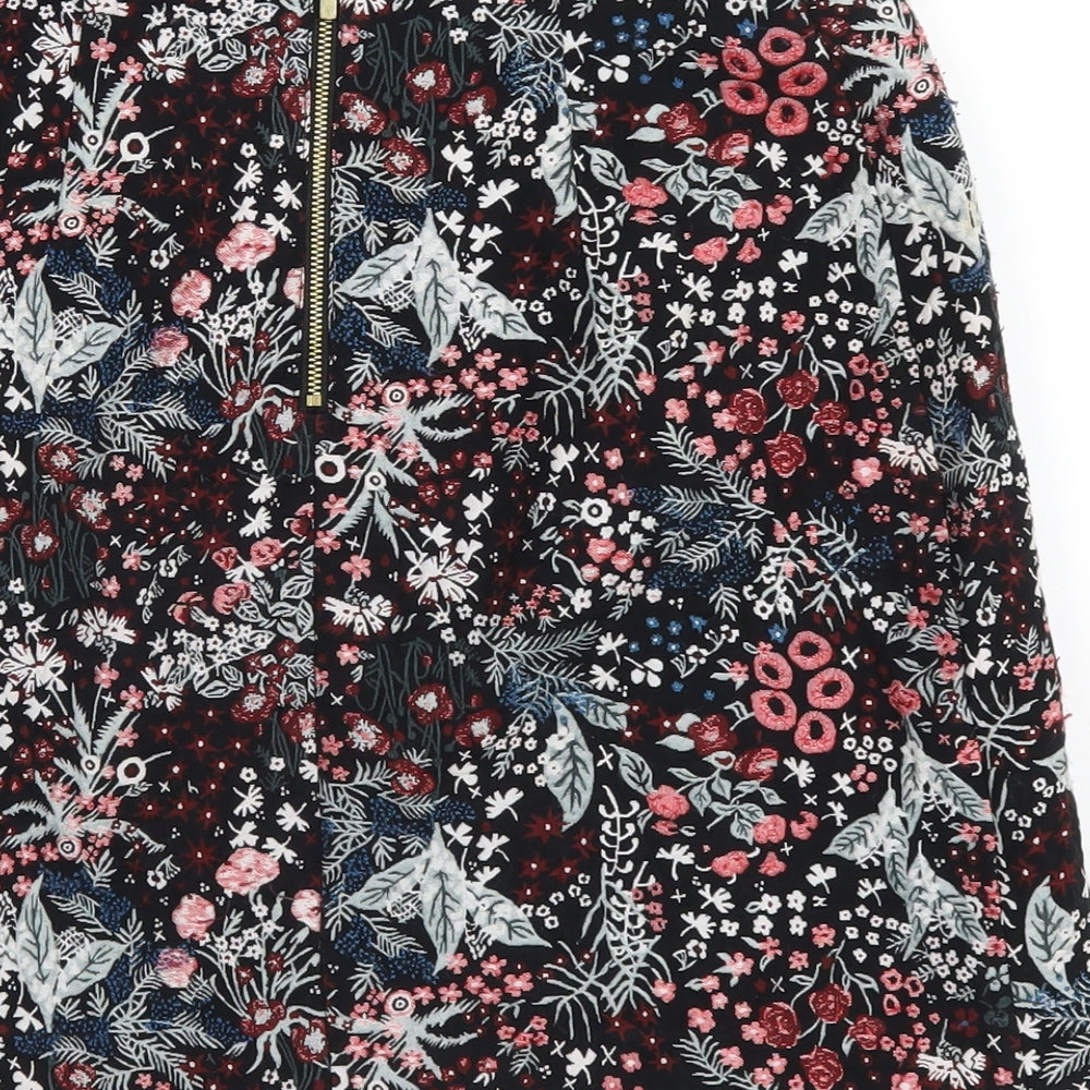 H&M Womens Multicoloured Geometric Polyester A-Line Skirt Size 8 Zip