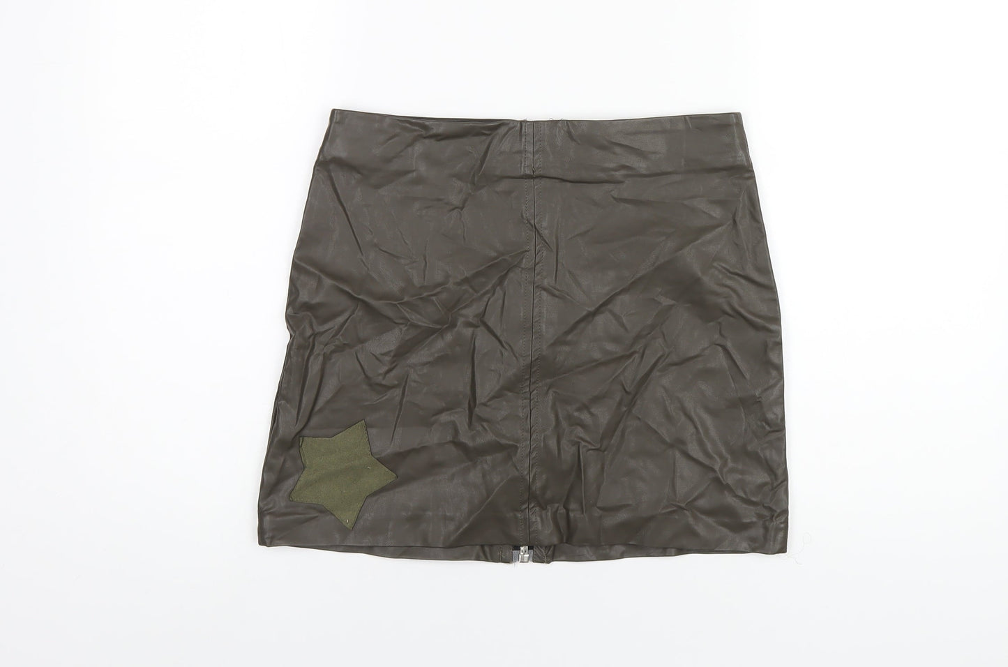 Dance & Marvel Womens Green Geometric Rayon A-Line Skirt Size M Zip