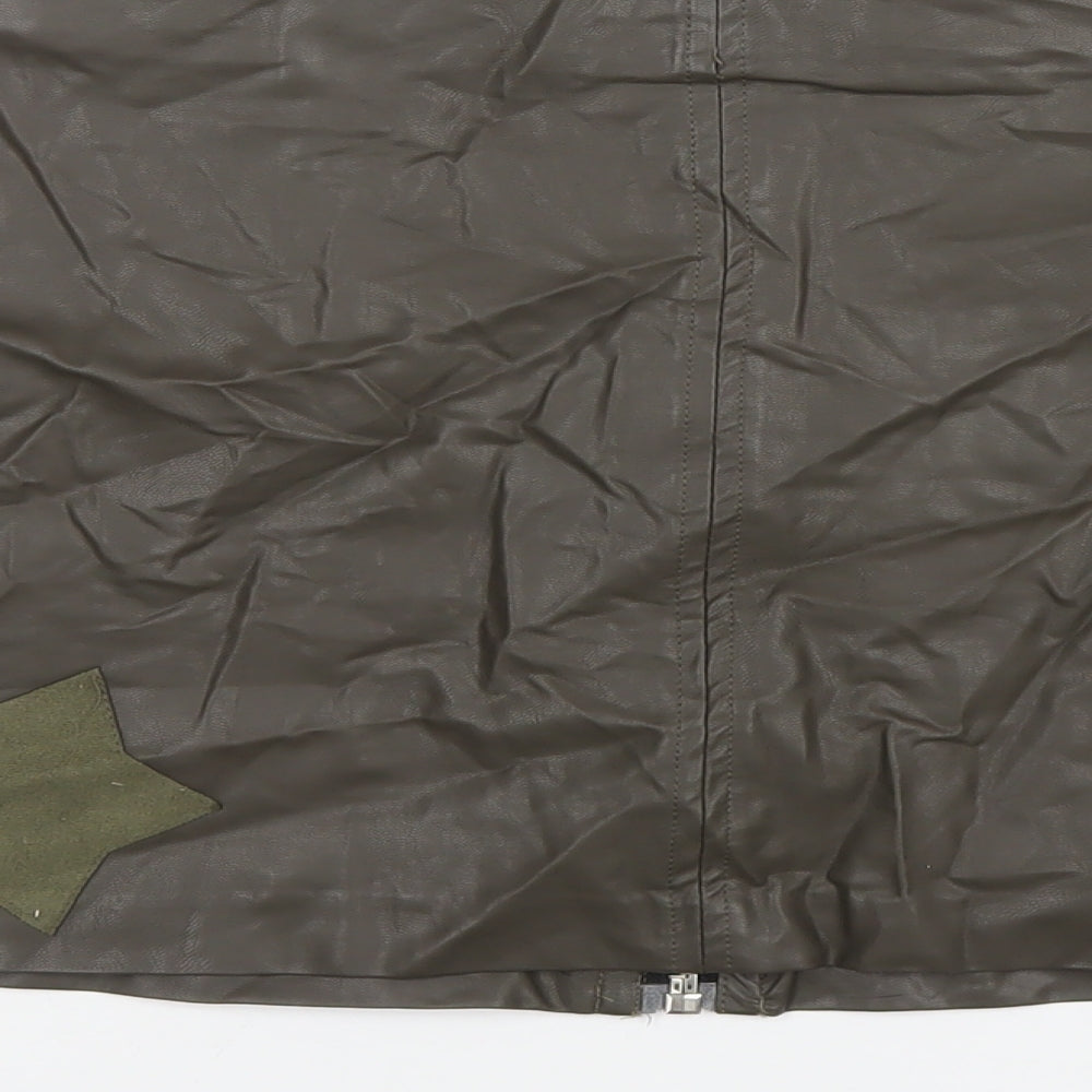 Dance & Marvel Womens Green Geometric Rayon A-Line Skirt Size M Zip