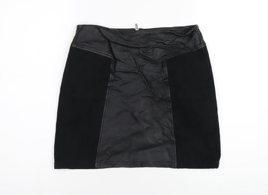 Oasis Womens Black Polyurethane A-Line Skirt Size 10 Zip