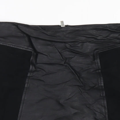 Oasis Womens Black Polyurethane A-Line Skirt Size 10 Zip