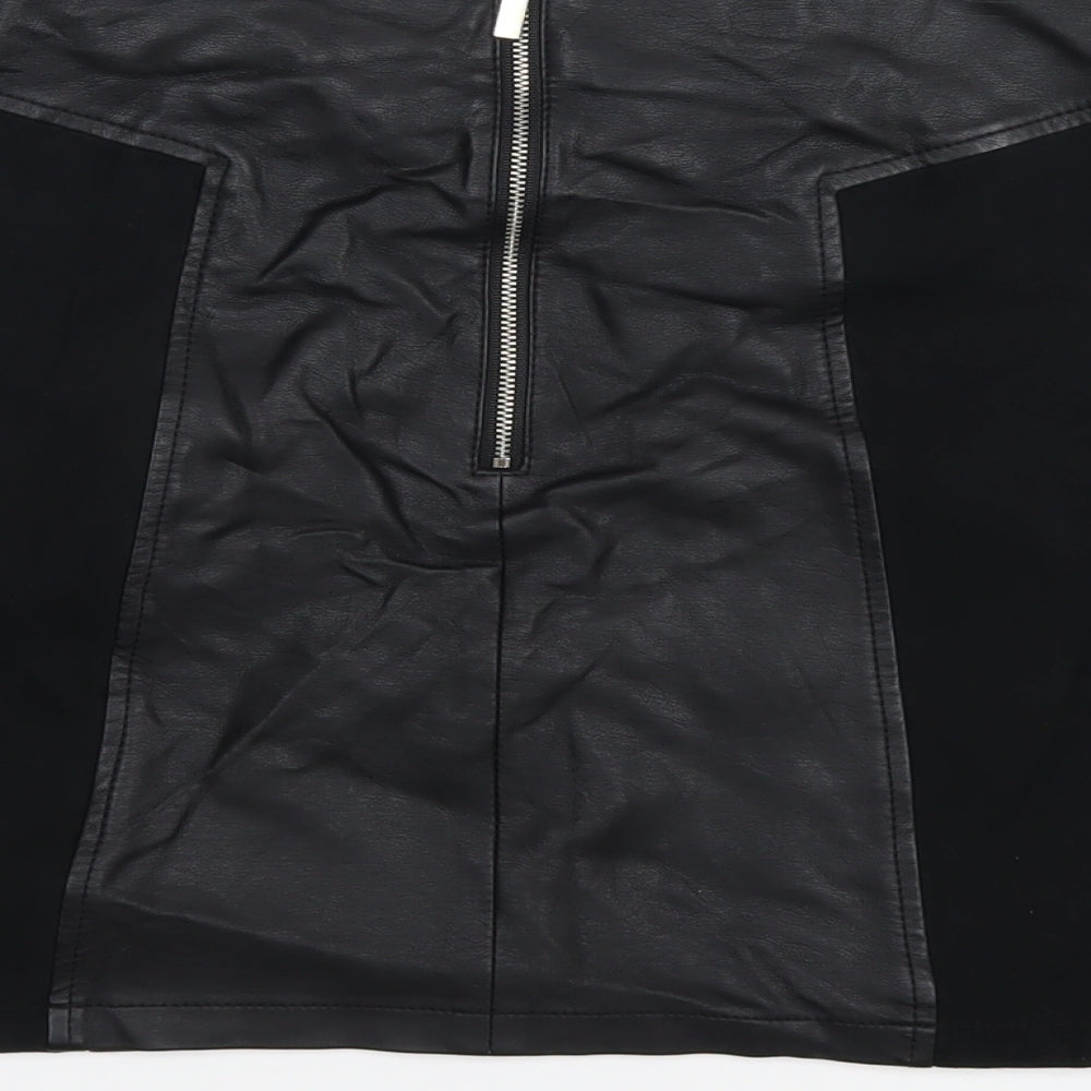 Oasis Womens Black Polyurethane A-Line Skirt Size 10 Zip