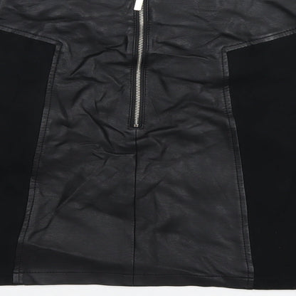 Oasis Womens Black Polyurethane A-Line Skirt Size 10 Zip