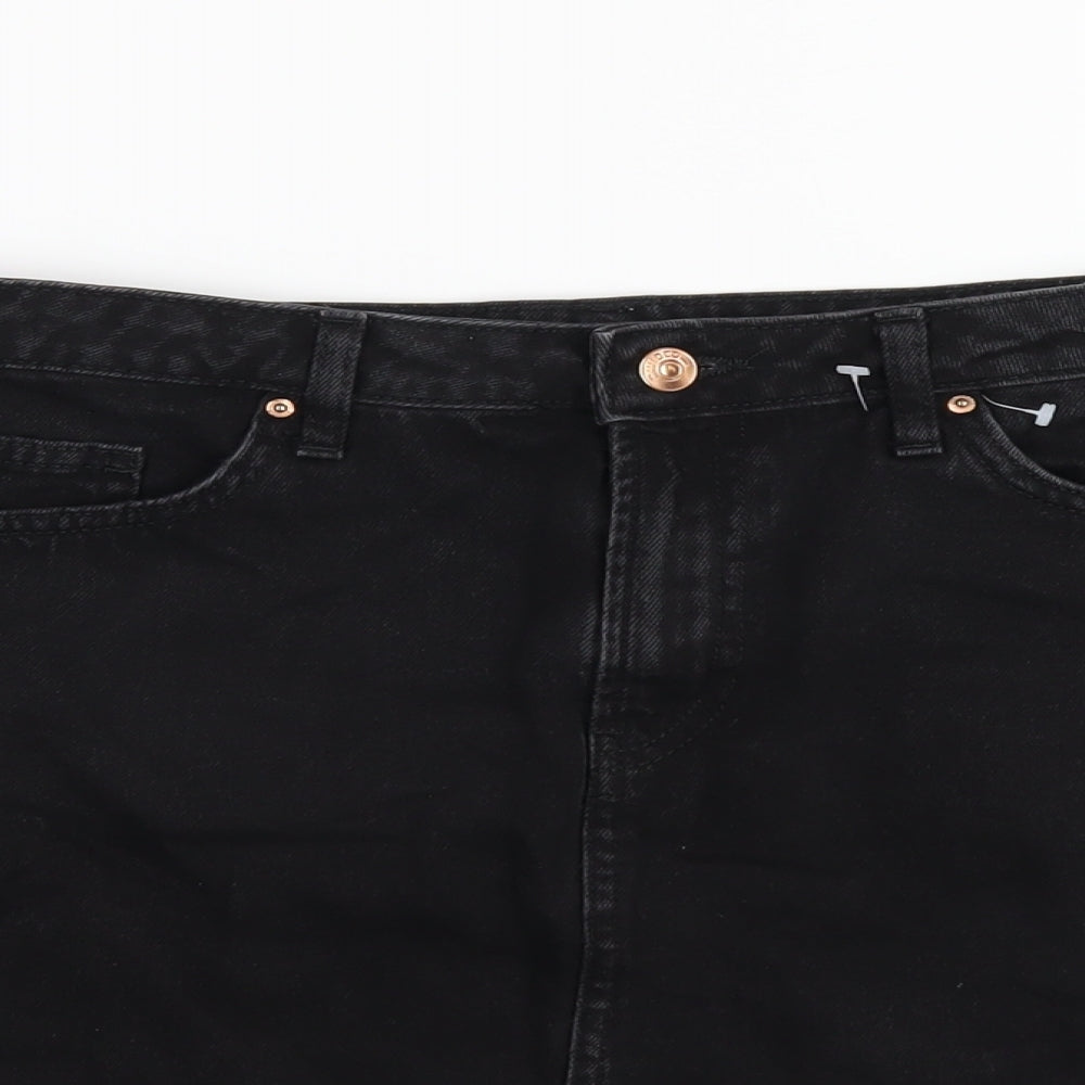 H&M Womens Black Cotton A-Line Skirt Size 10 Zip