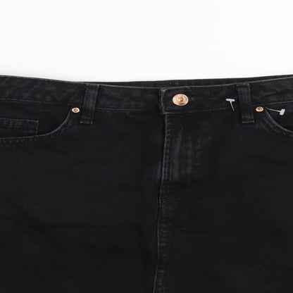 H&M Womens Black Cotton A-Line Skirt Size 10 Zip
