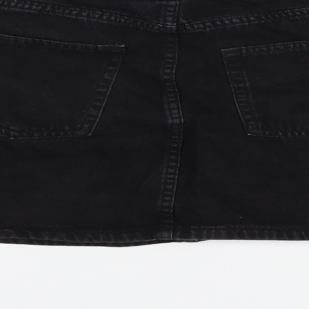 H&M Womens Black Cotton A-Line Skirt Size 10 Zip