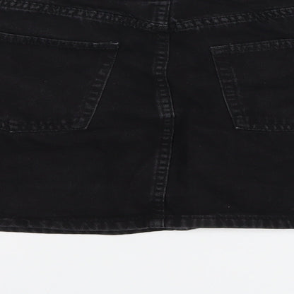 H&M Womens Black Cotton A-Line Skirt Size 10 Zip