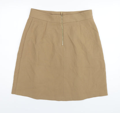 Marks and Spencer Womens Beige Polyester A-Line Skirt Size 14 Zip
