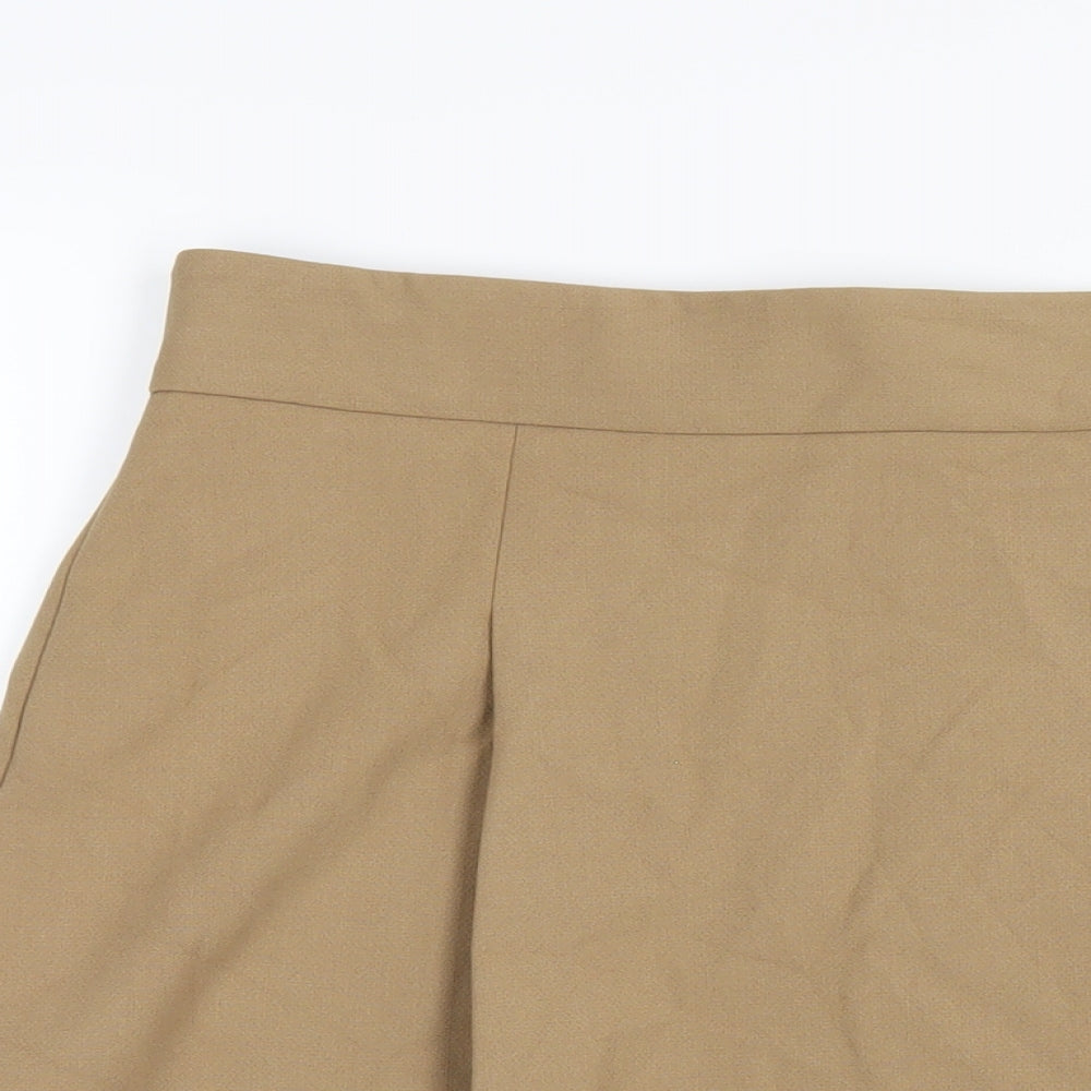 Marks and Spencer Womens Beige Polyester A-Line Skirt Size 14 Zip