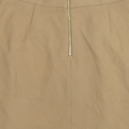 Marks and Spencer Womens Beige Polyester A-Line Skirt Size 14 Zip