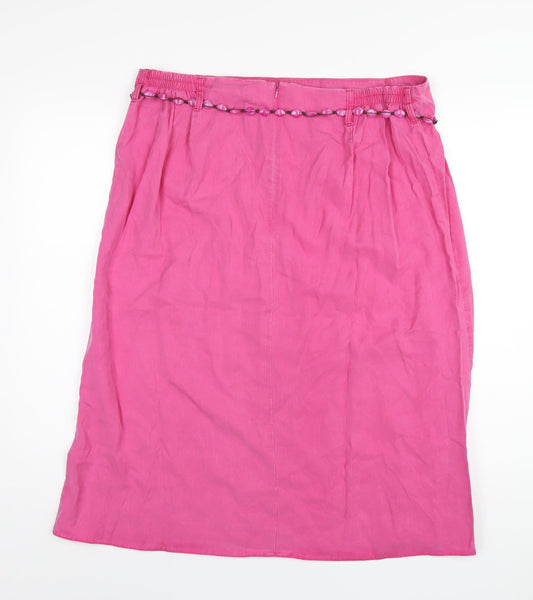 Ann Harvey Womens Pink Lyocell A-Line Skirt Size 18 Zip