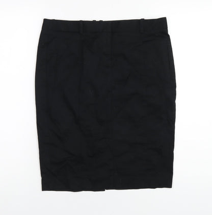 Zara Womens Black Cotton Straight & Pencil Skirt Size L Zip