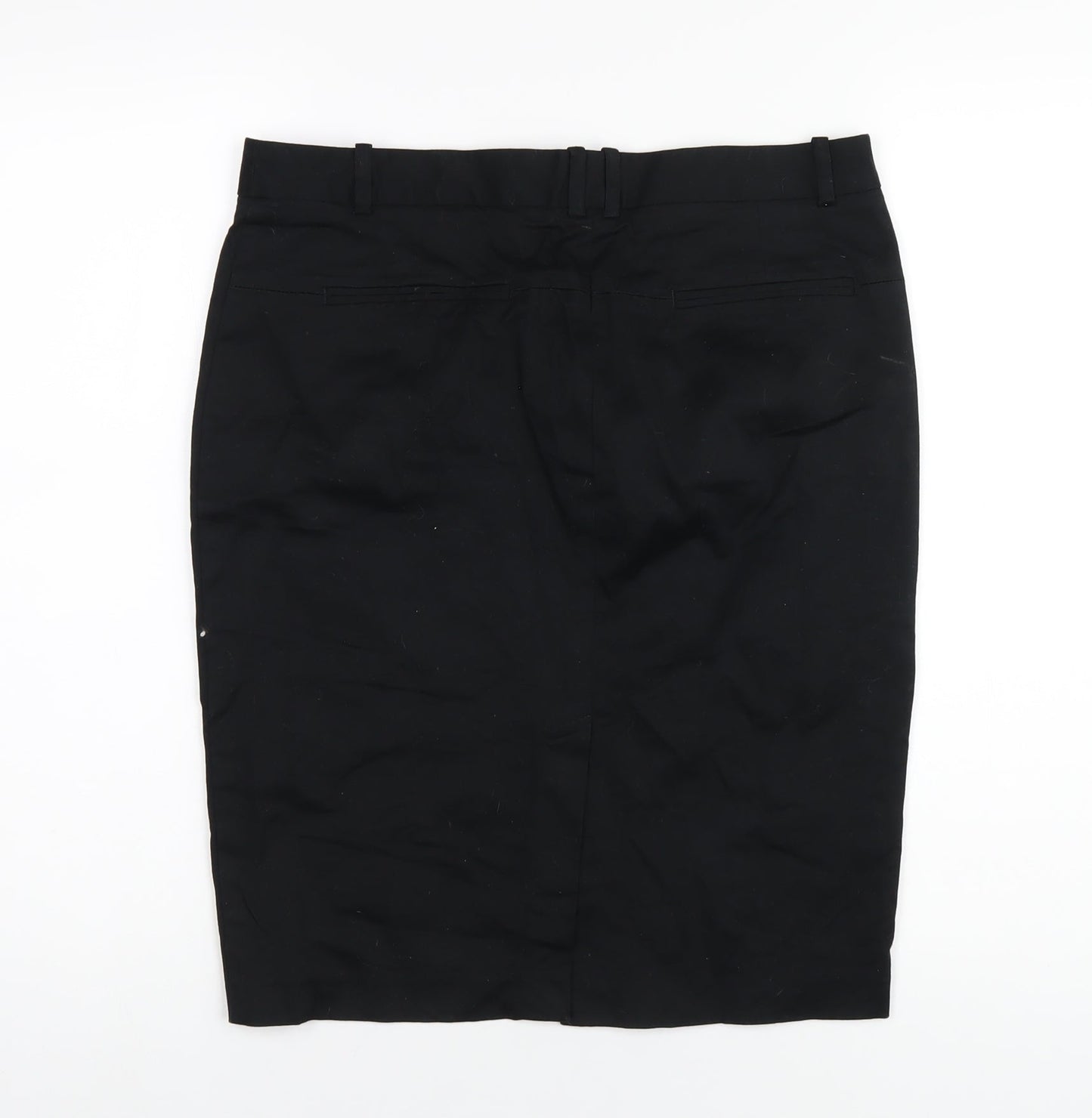Zara Womens Black Cotton Straight & Pencil Skirt Size L Zip