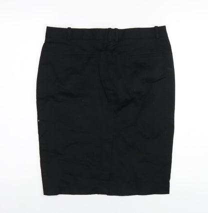 Zara Womens Black Cotton Straight & Pencil Skirt Size L Zip
