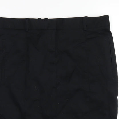 Zara Womens Black Cotton Straight & Pencil Skirt Size L Zip