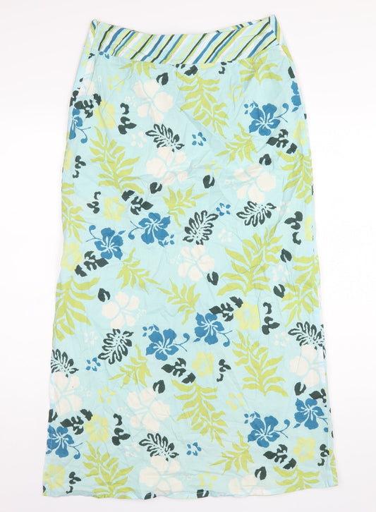 Olsen Womens Multicoloured Geometric Cotton A-Line Skirt Size 10 Zip