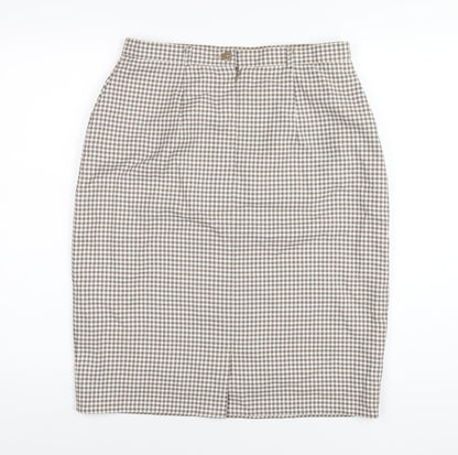 Classic Womens Brown Geometric Polyester Straight & Pencil Skirt Size 16 Zip