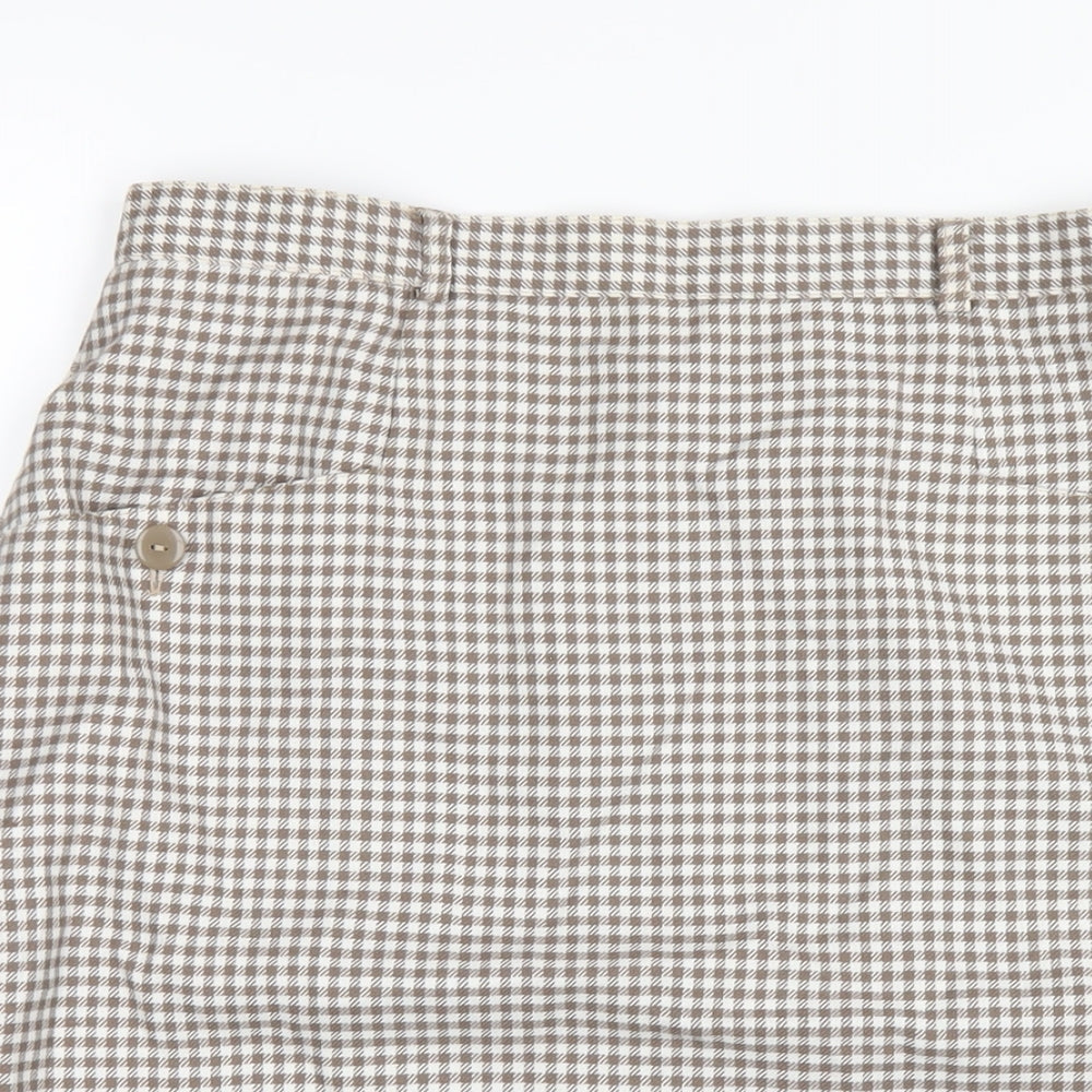 Classic Womens Brown Geometric Polyester Straight & Pencil Skirt Size 16 Zip