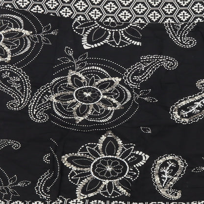 Debenhams Womens Black Geometric Cotton A-Line Skirt Size 10 Zip