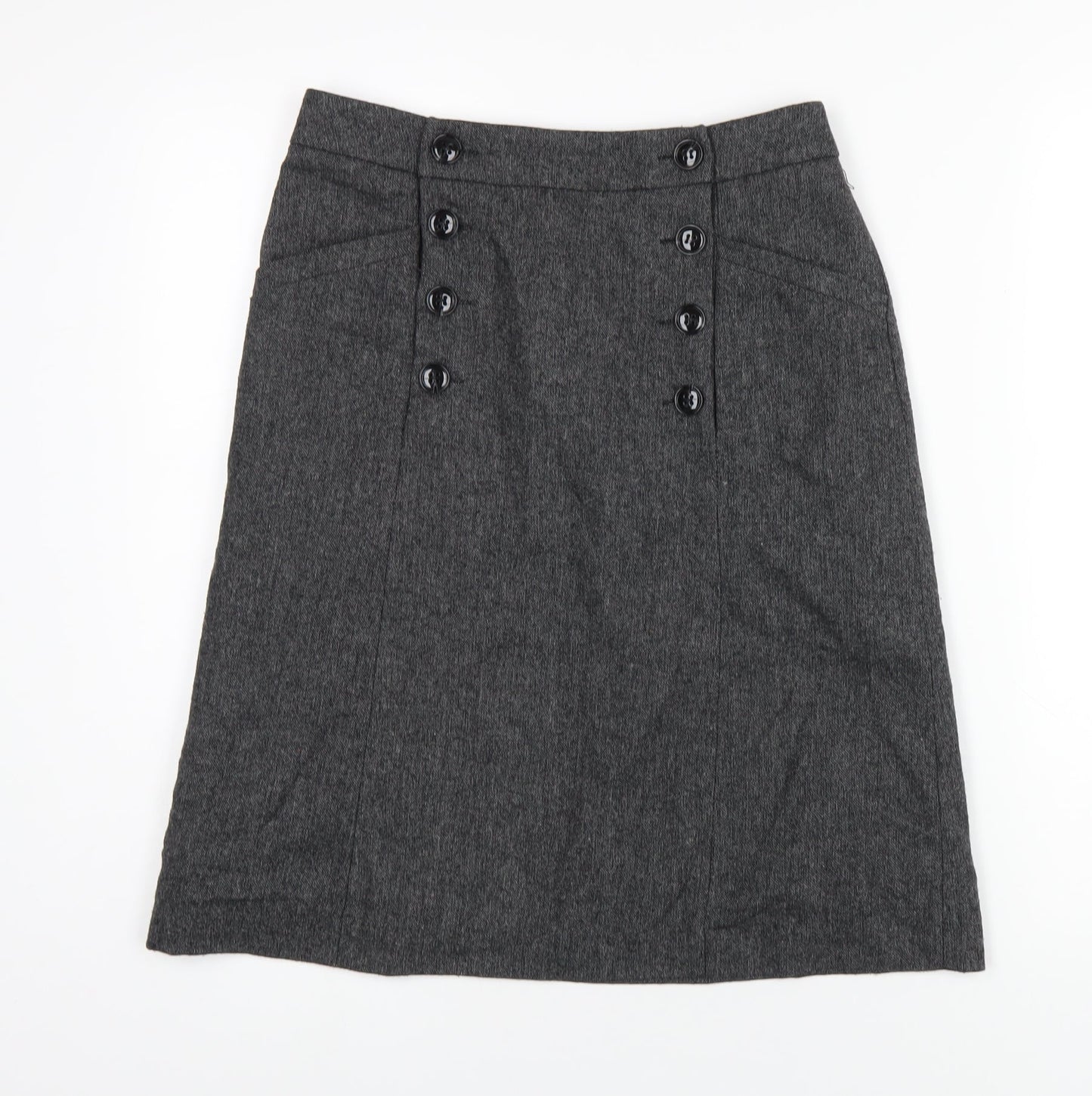 H&M Womens Grey Wool A-Line Skirt Size 6 Zip