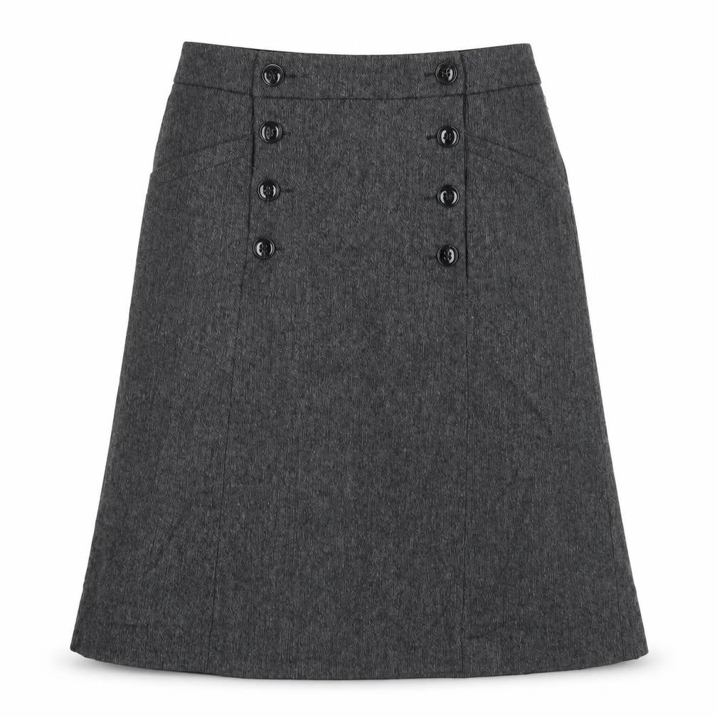 H&M Womens Grey Wool A-Line Skirt Size 6 Zip