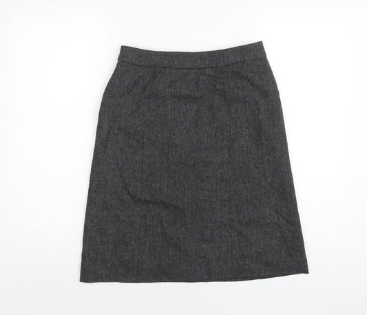 H&M Womens Grey Wool A-Line Skirt Size 6 Zip