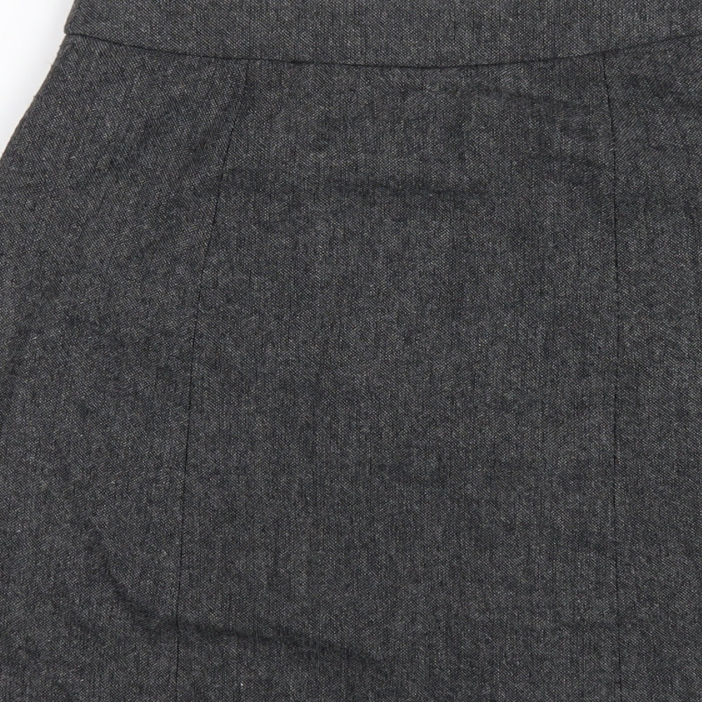 H&M Womens Grey Wool A-Line Skirt Size 6 Zip