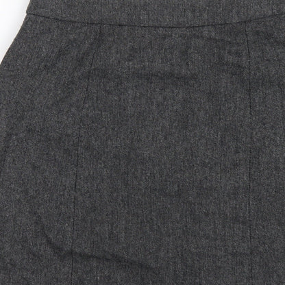 H&M Womens Grey Wool A-Line Skirt Size 6 Zip
