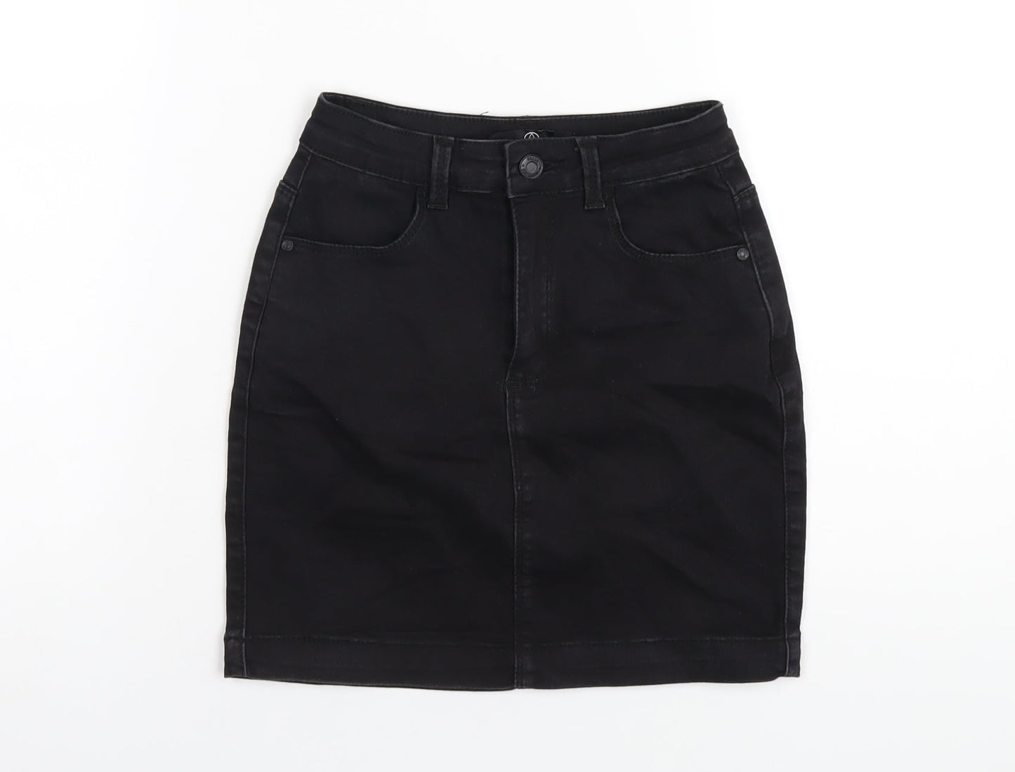 Missguided Womens Black Cotton Straight & Pencil Skirt Size 6 Zip